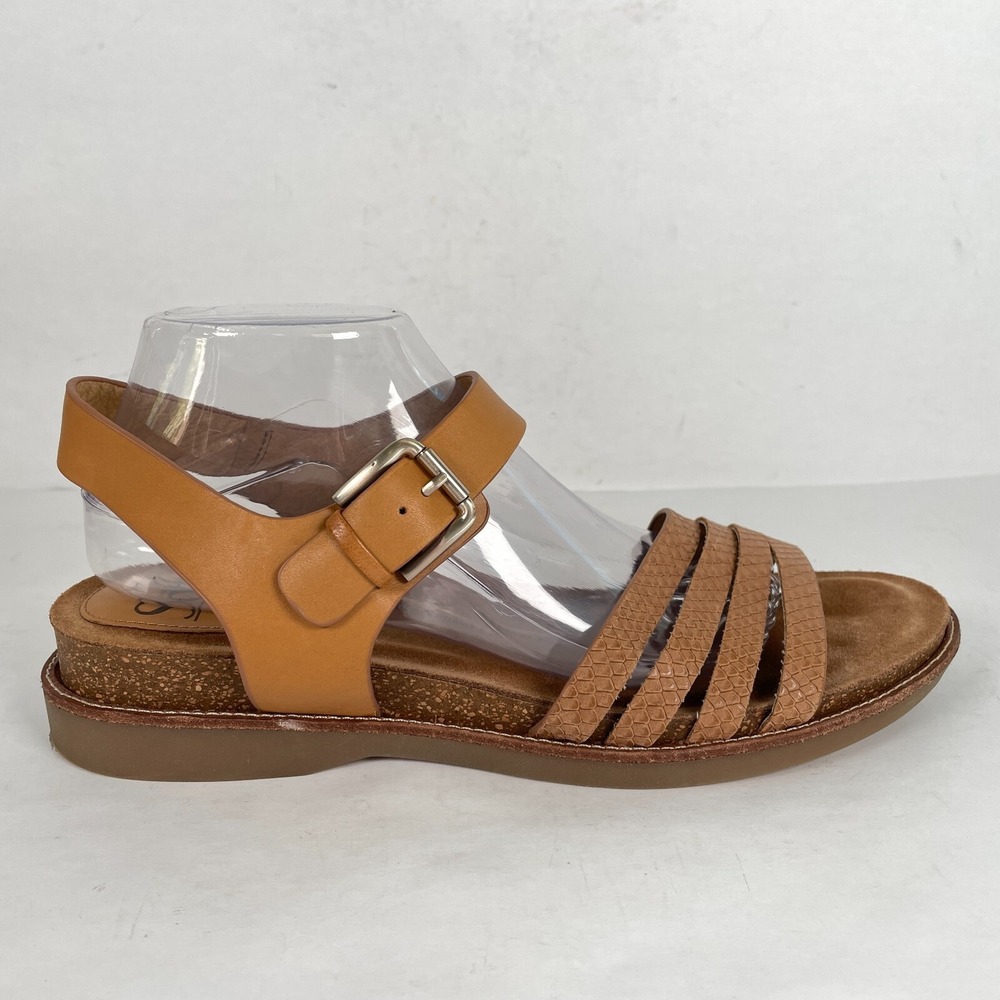 Sofft Brinda Sandals Womens Size 11 M Tan Brown Leather Strappy Buckle Shoes